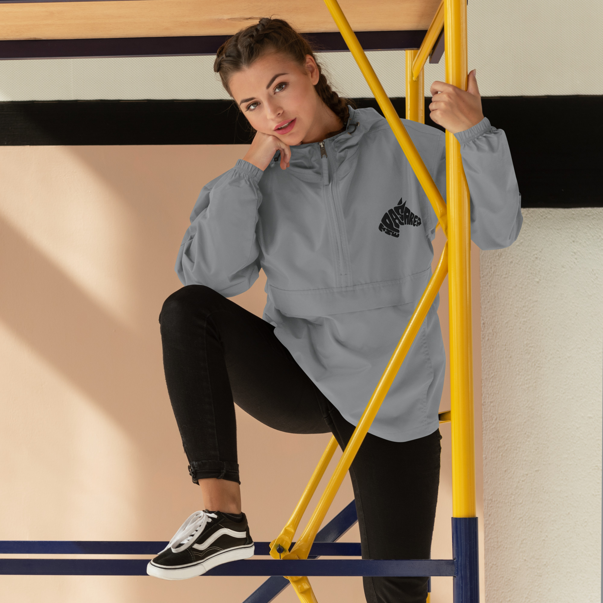 Embroidered Champion Packable Jacket - front-s2