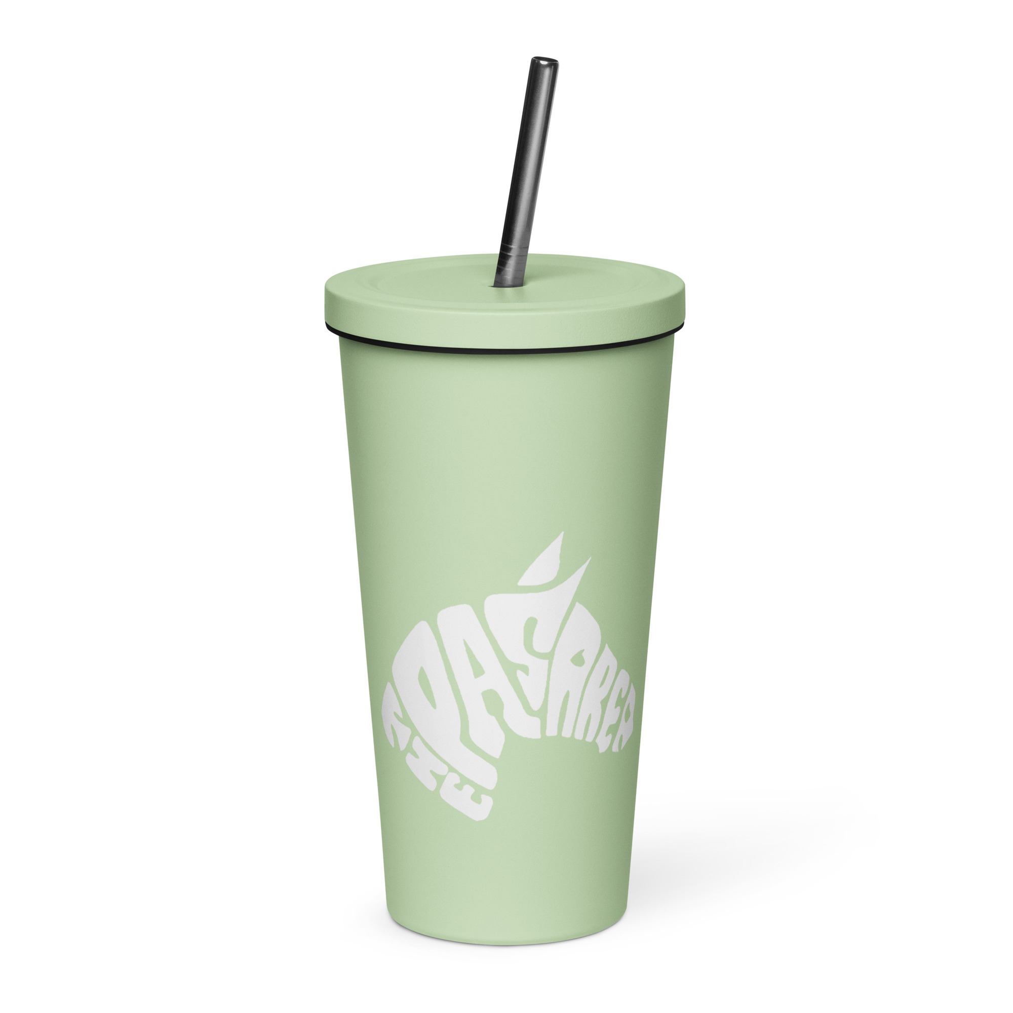 Insulated tumbler with a straw - front