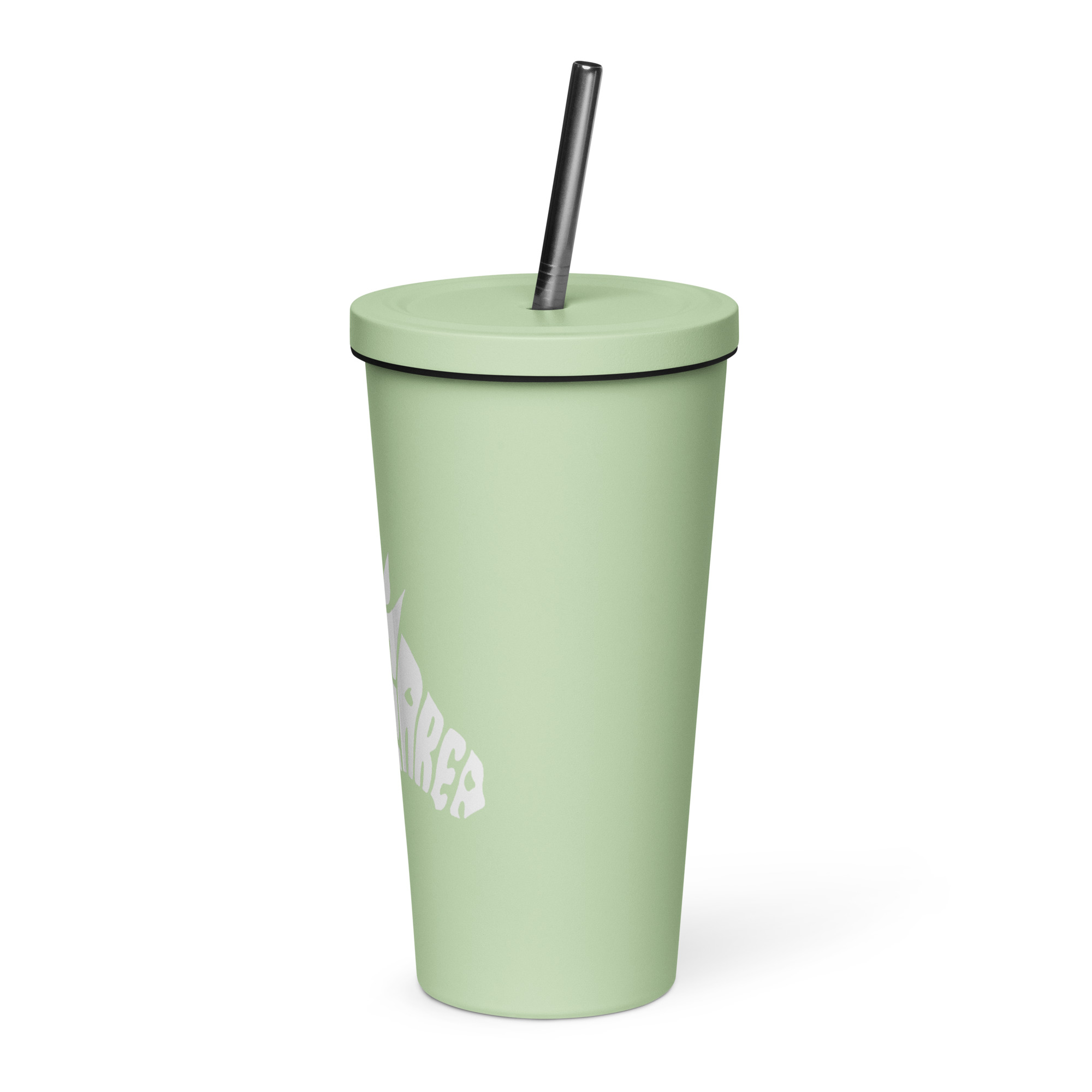 Insulated tumbler with a straw - left