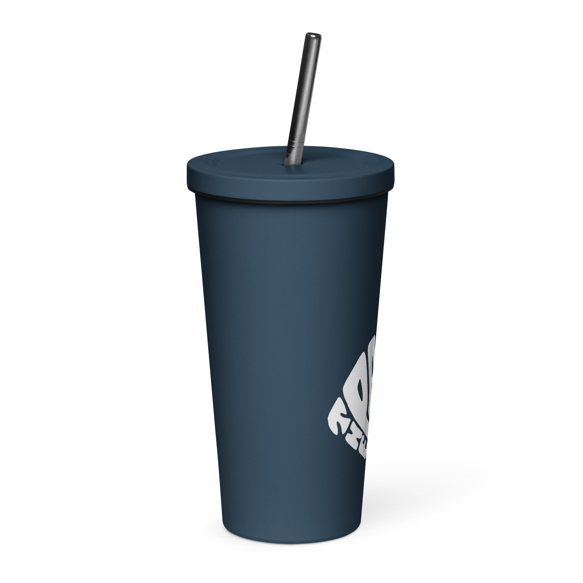 Insulated tumbler with a straw - right