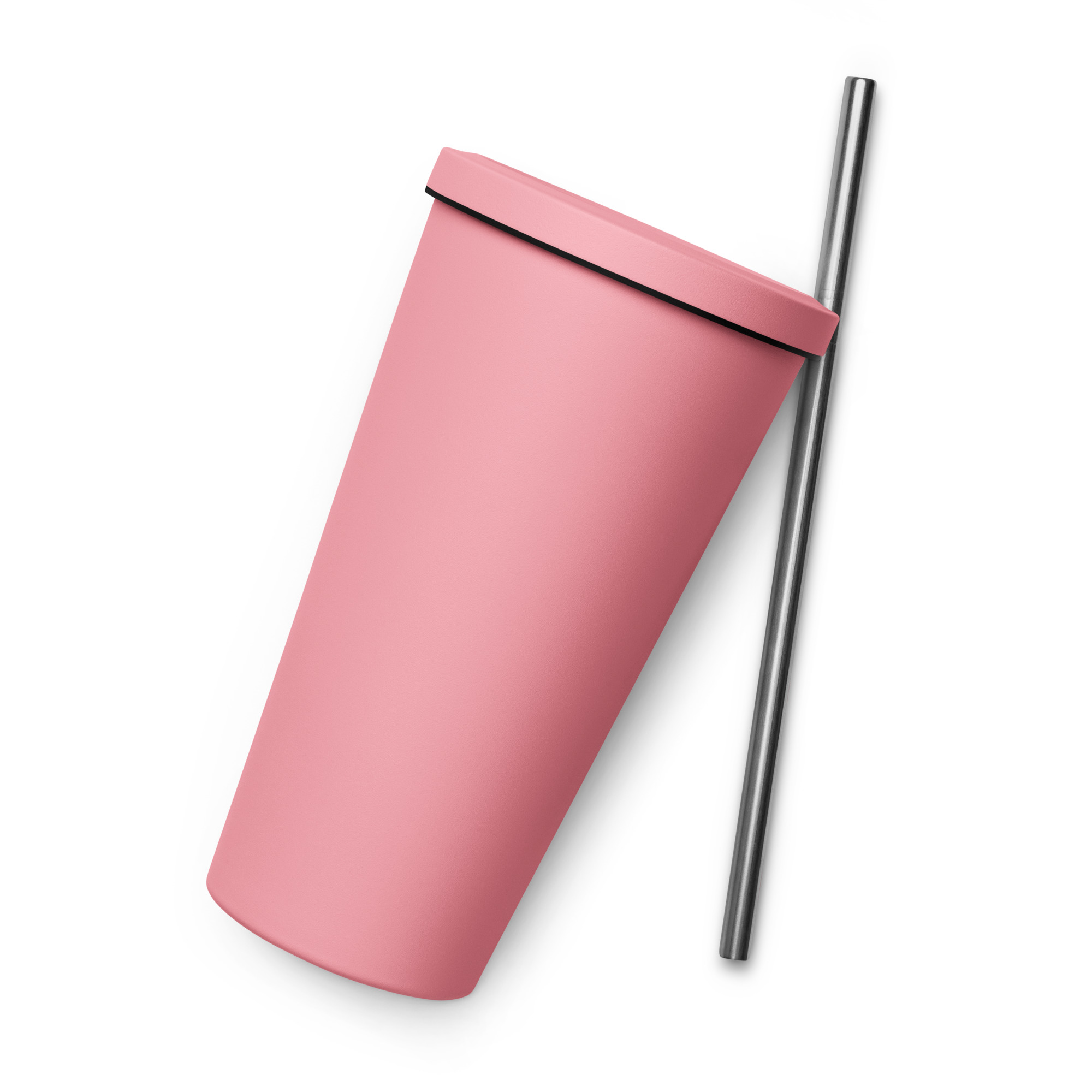 Insulated tumbler with a straw - back-s2