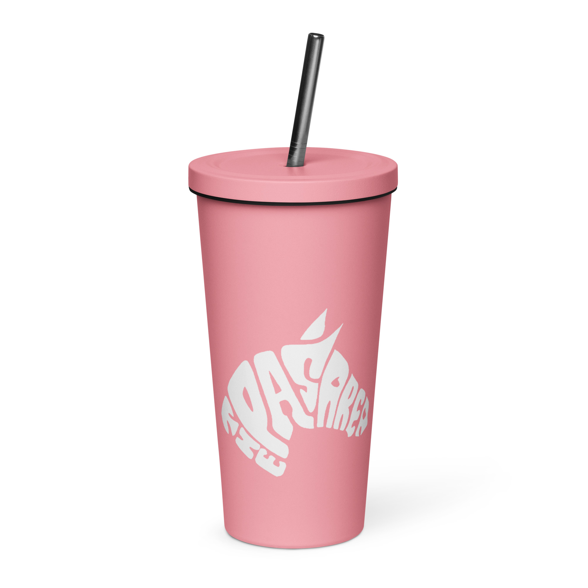 Insulated tumbler with a straw - front