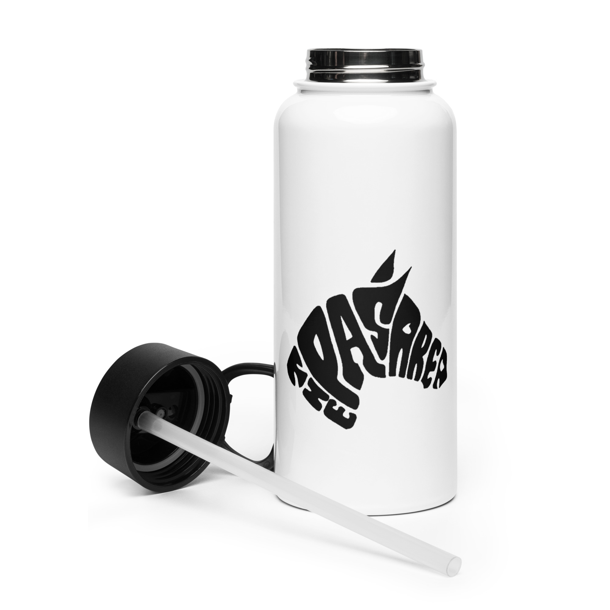 Stainless steel water bottle with a straw lid - front-s2
