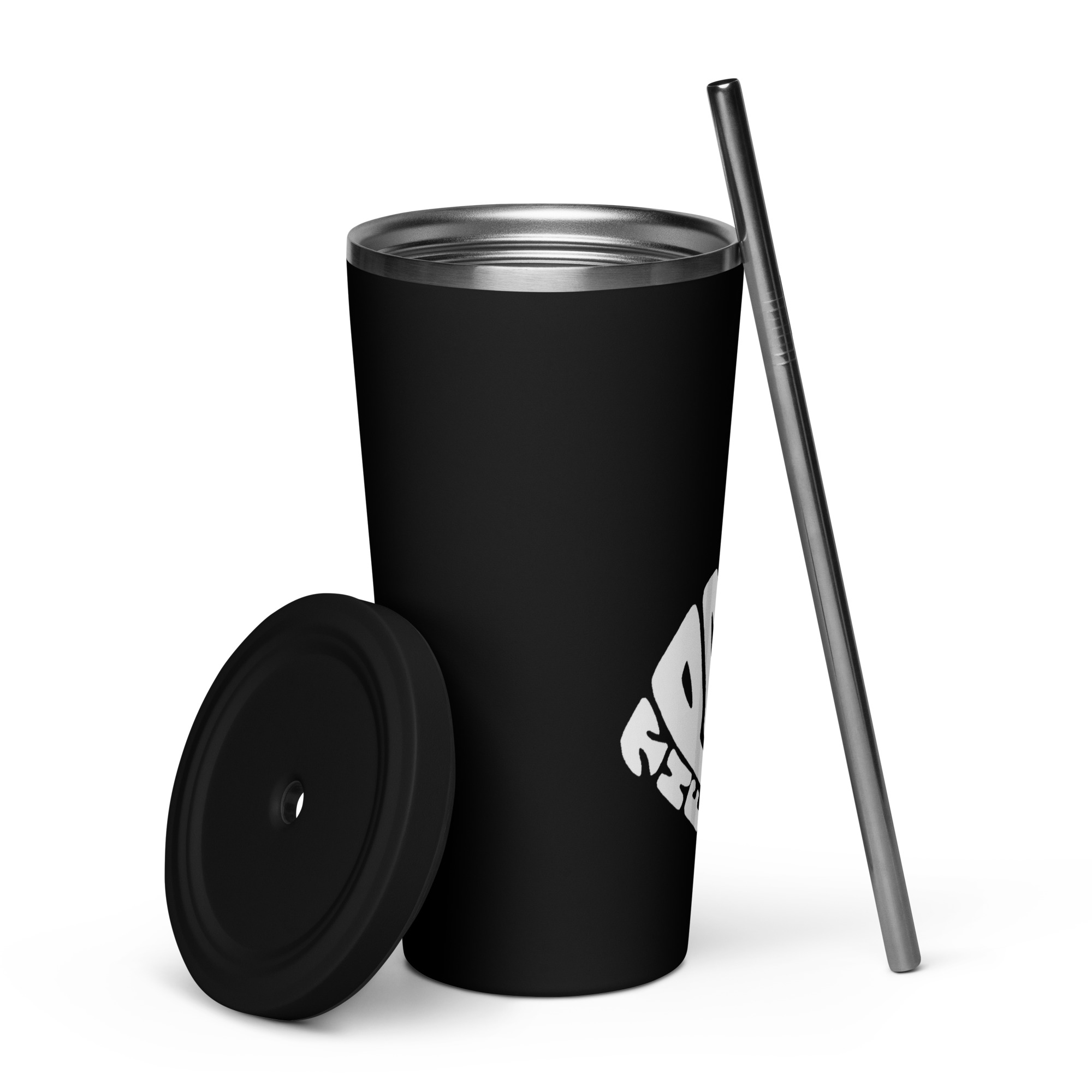 Insulated tumbler with a straw - right
