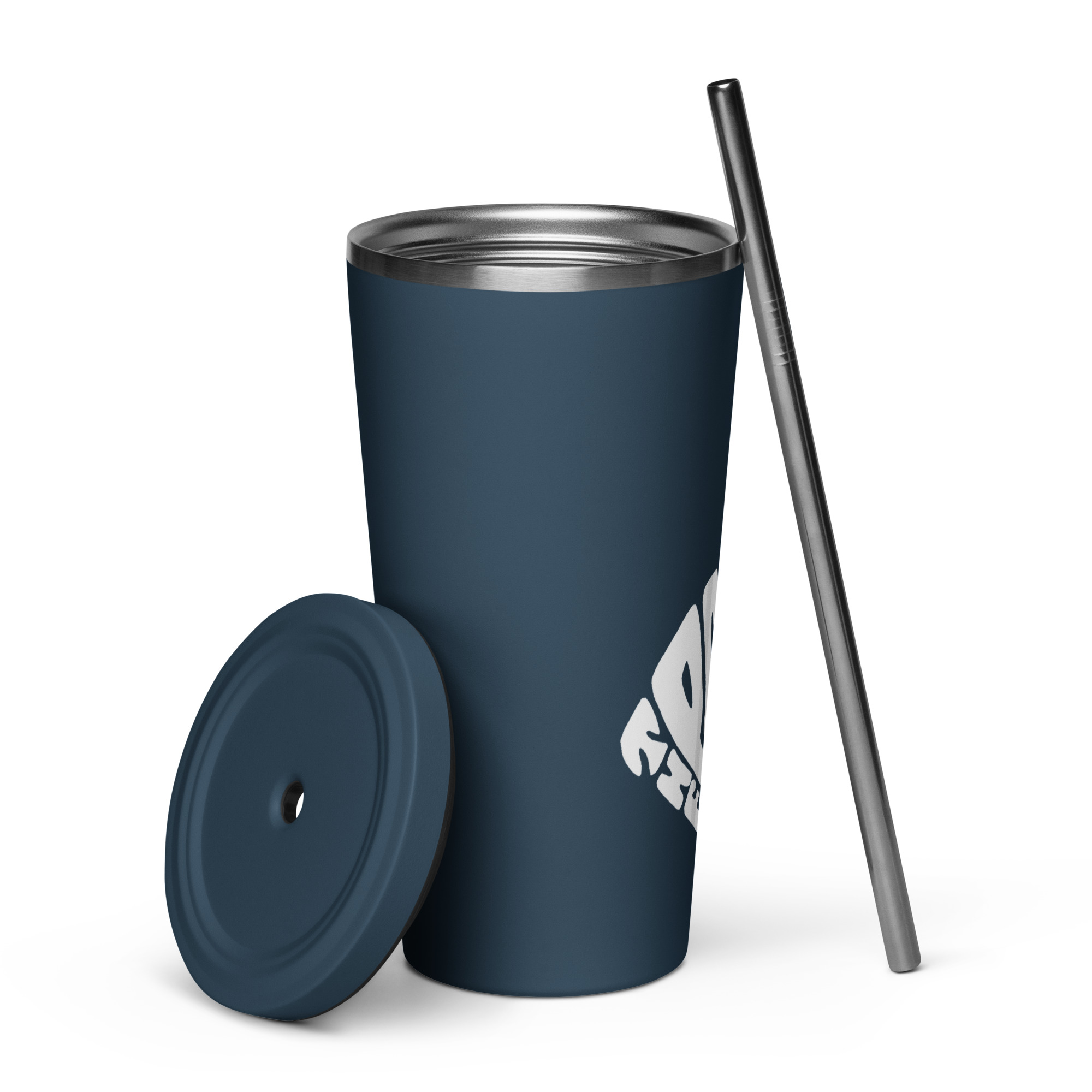 Insulated tumbler with a straw - right
