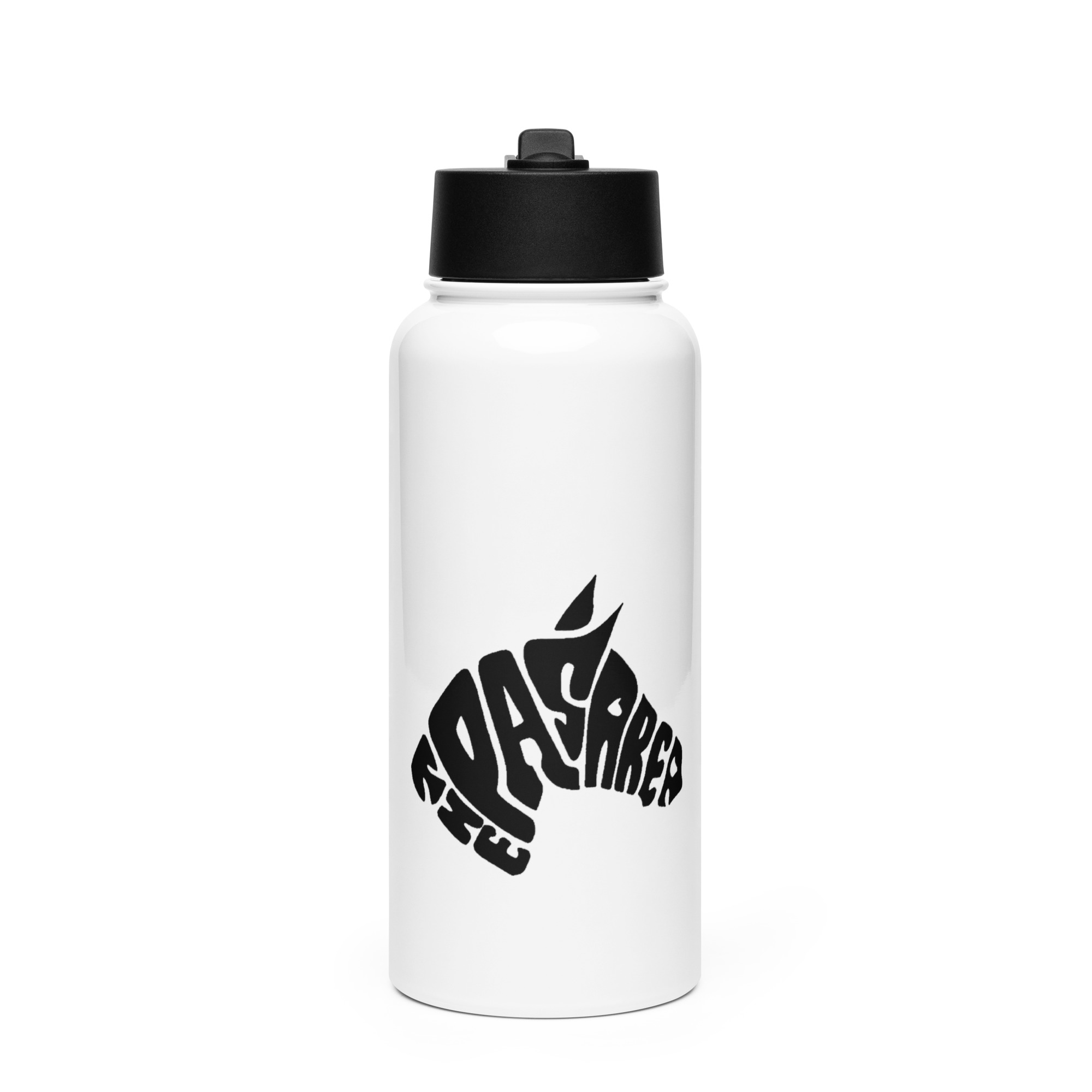 Stainless steel water bottle with a straw lid - front-alt